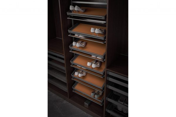 Luxe schoenen-carrousel antraciet/oranje voor 36 paar schoenen, 360° draaibaar - Afbeelding 2
